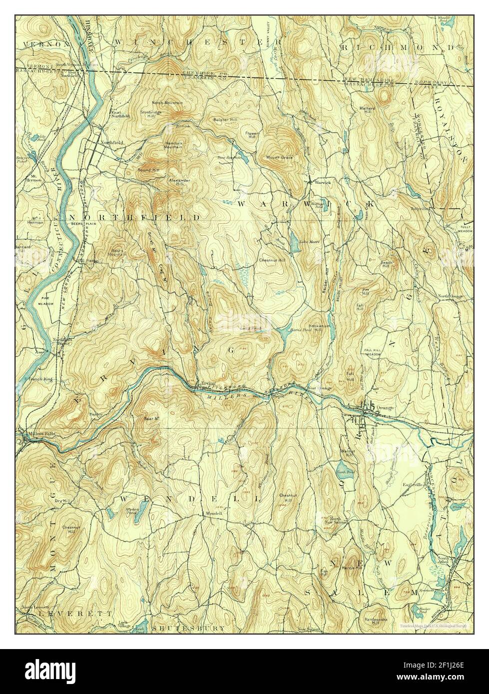 Warwick, Massachusetts, map 1894, 1:62500, United States of America by Timeless Maps, data U.S. Geological Survey Stock Photo