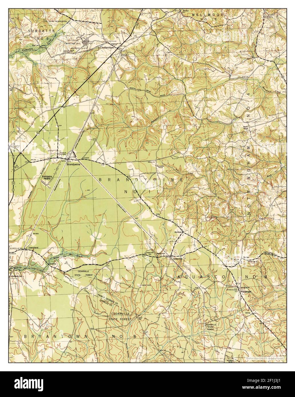 Brandywine, Maryland, map 1945, 131680, United States of America by