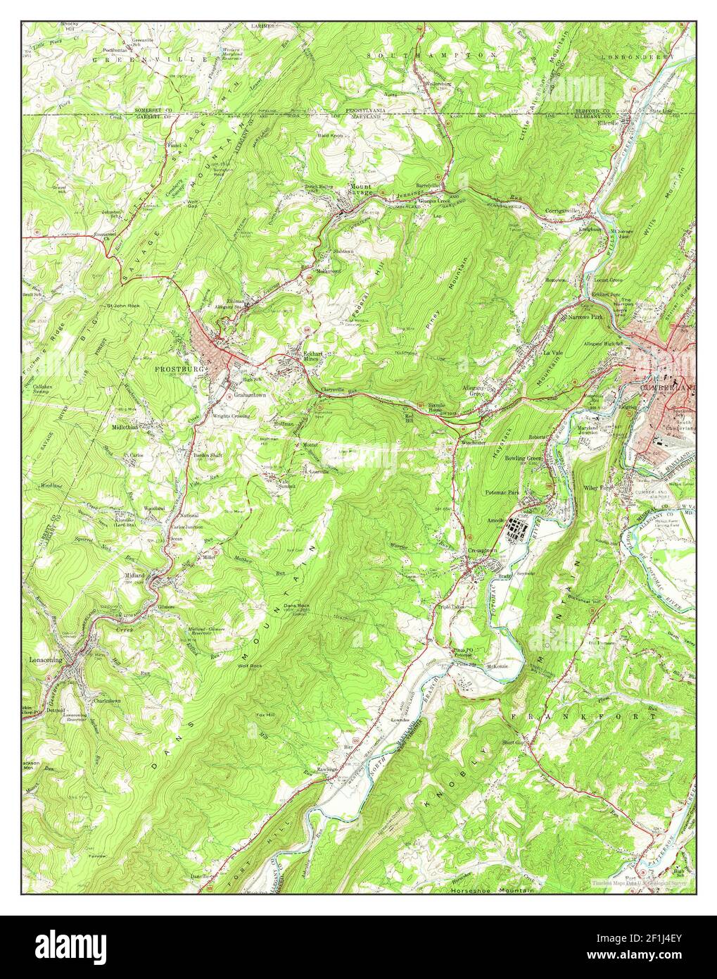 Frostburg, Maryland, map 1951, 162500, United States of America by Timeless Maps, data U.S