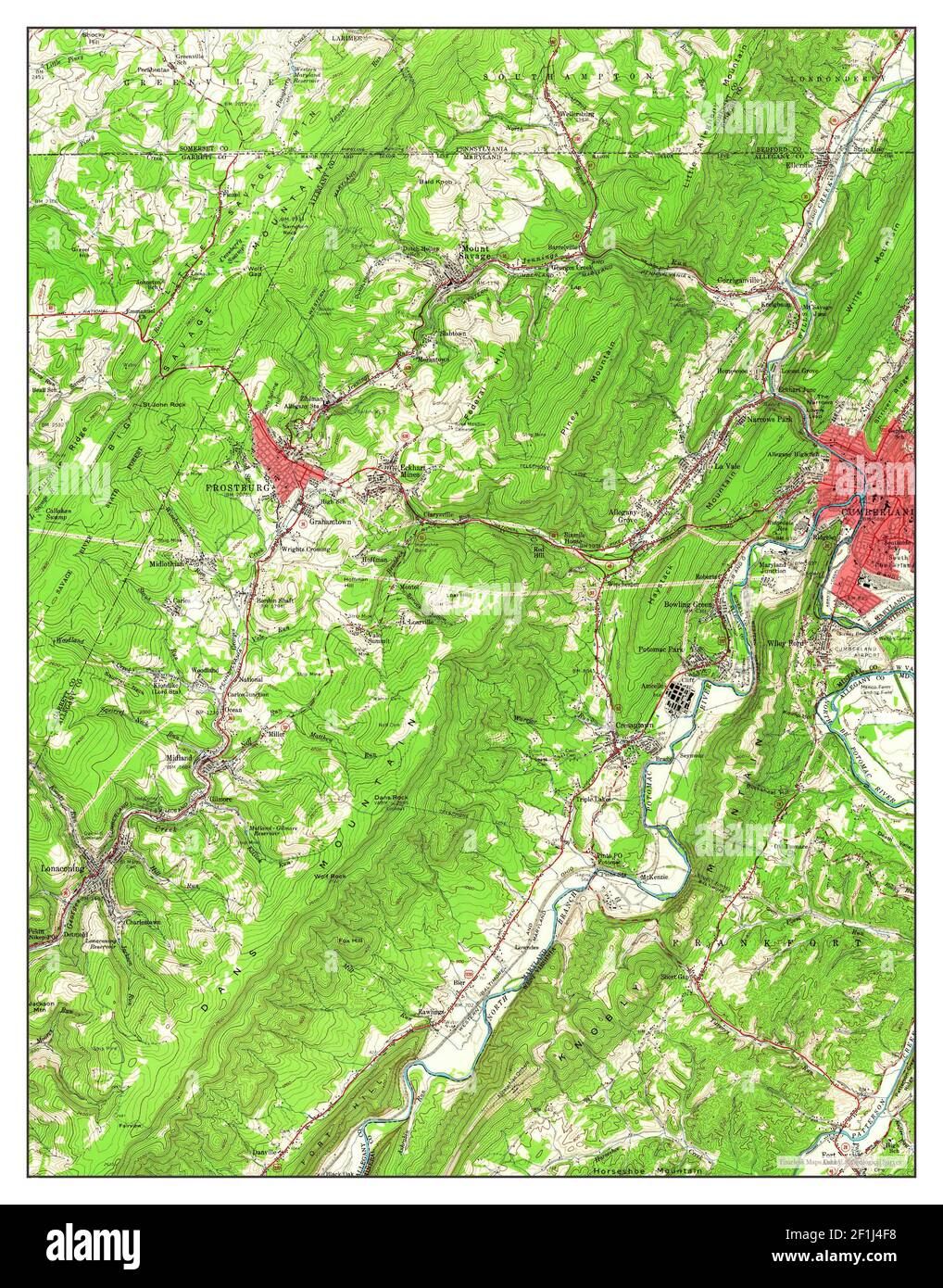 Frostburg, Maryland, map 1950, 162500, United States of America by