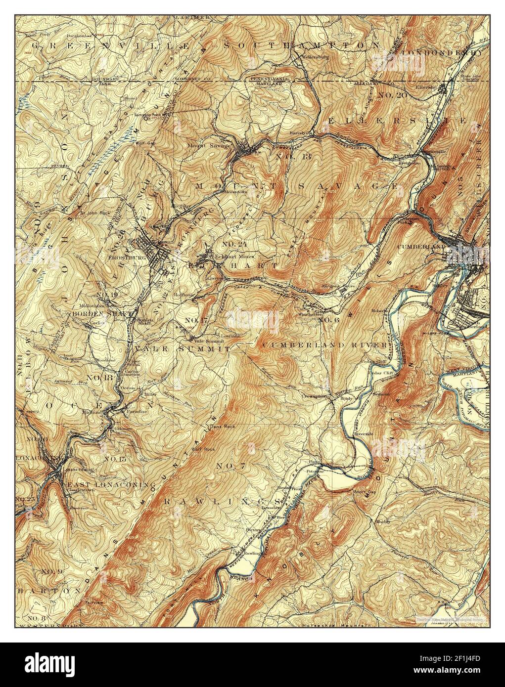 Frostburg, Maryland, map 1908, 162500, United States of America by