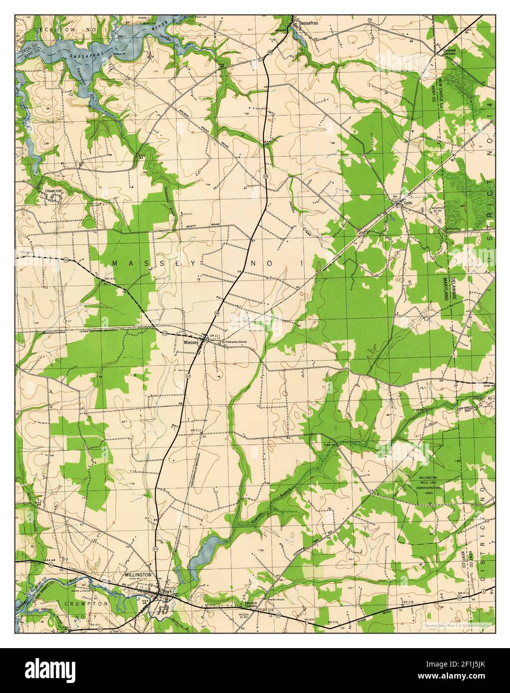 Millington, Maryland, map 1944, 131680, United States of America by