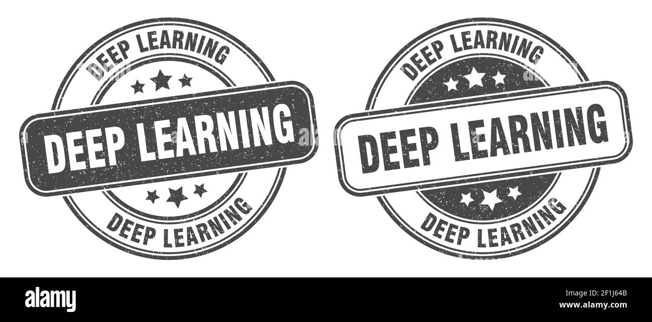 deep learning stamp. deep learning sign. round grunge label Stock Vector