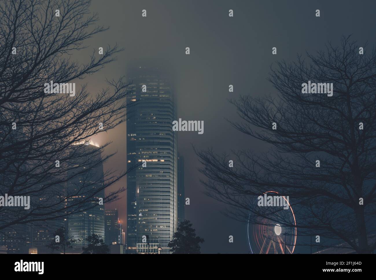Modern office buildings in Hong Kong at night time Stock Photo - Alamy
