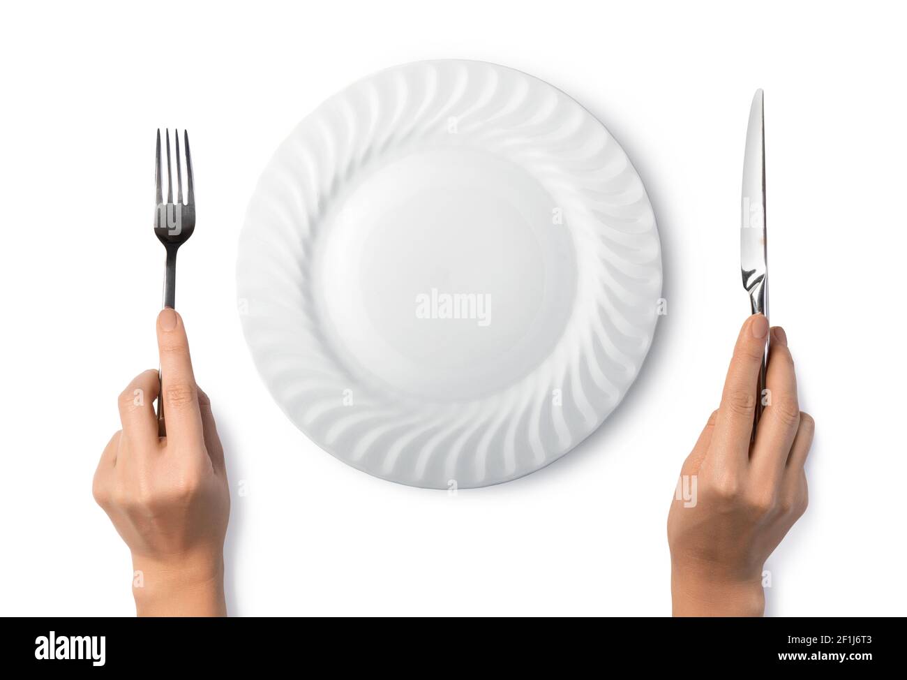 Hands holding knife fork Cut Out Stock Images & Pictures Alamy