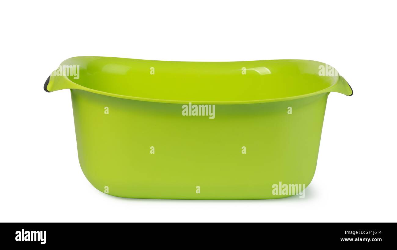 Green plastic wash bowl Stock Photo