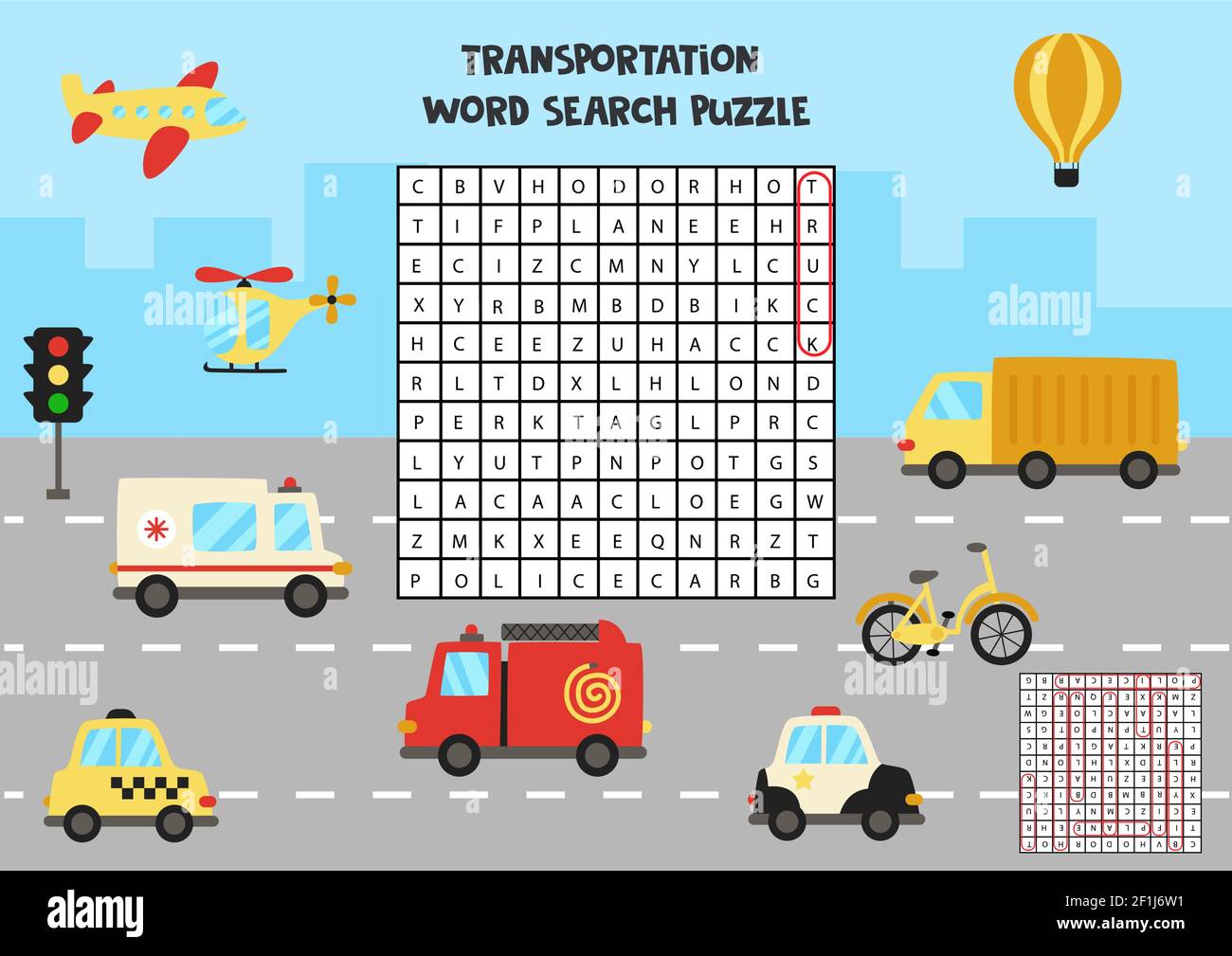 transportation word search puzzle for kids funny brain teaser for children stock vector image art alamy