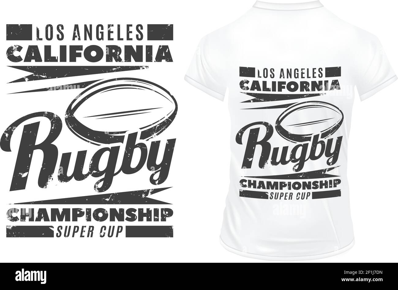 64 Rugby Lettering Vintage monochrome rugby print template with white jersey and black ...