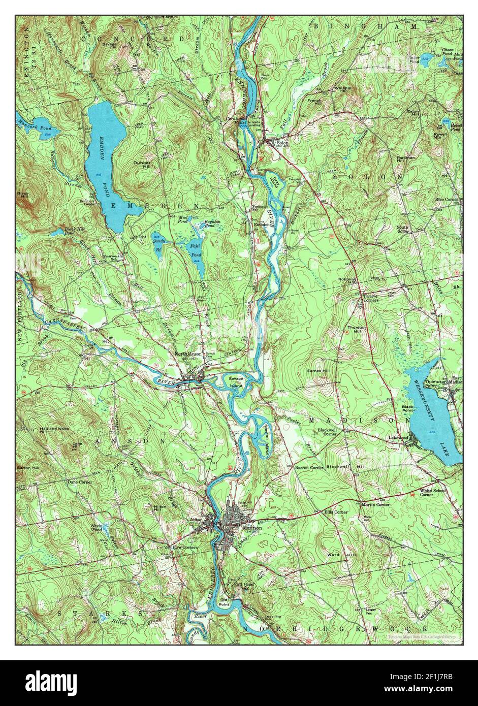 Anson, Maine, map 1955, 162500, United States of America by Timeless