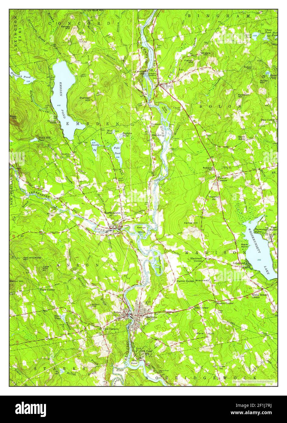 Anson, Maine, map 1955, 1:62500, United States of America by Timeless Maps,  data U.S. Geological Survey Stock Photo - Alamy