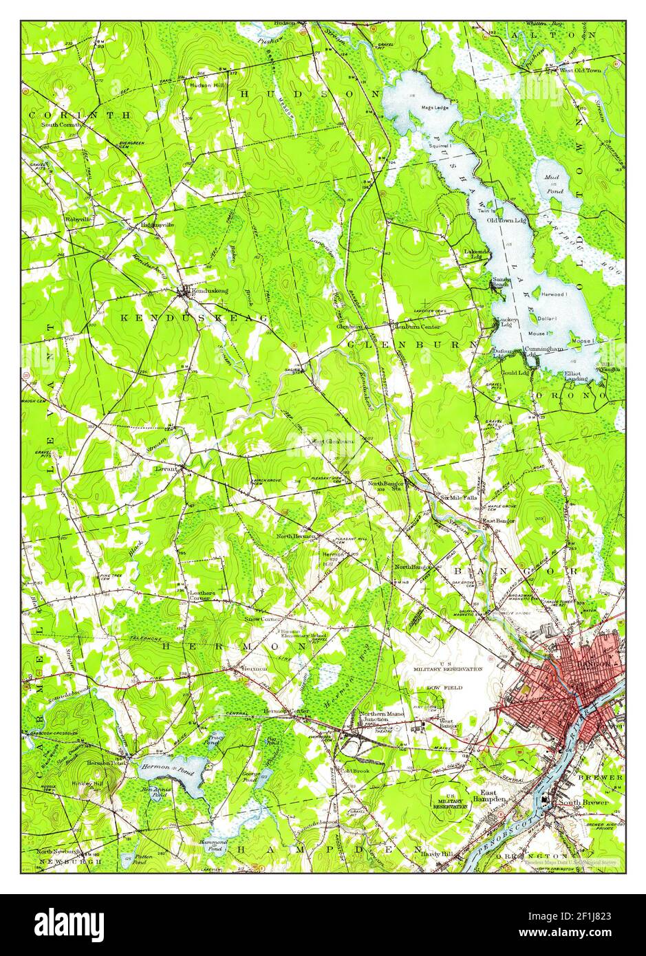 Bangor, Maine, map 1955, 162500, United States of America by Timeless