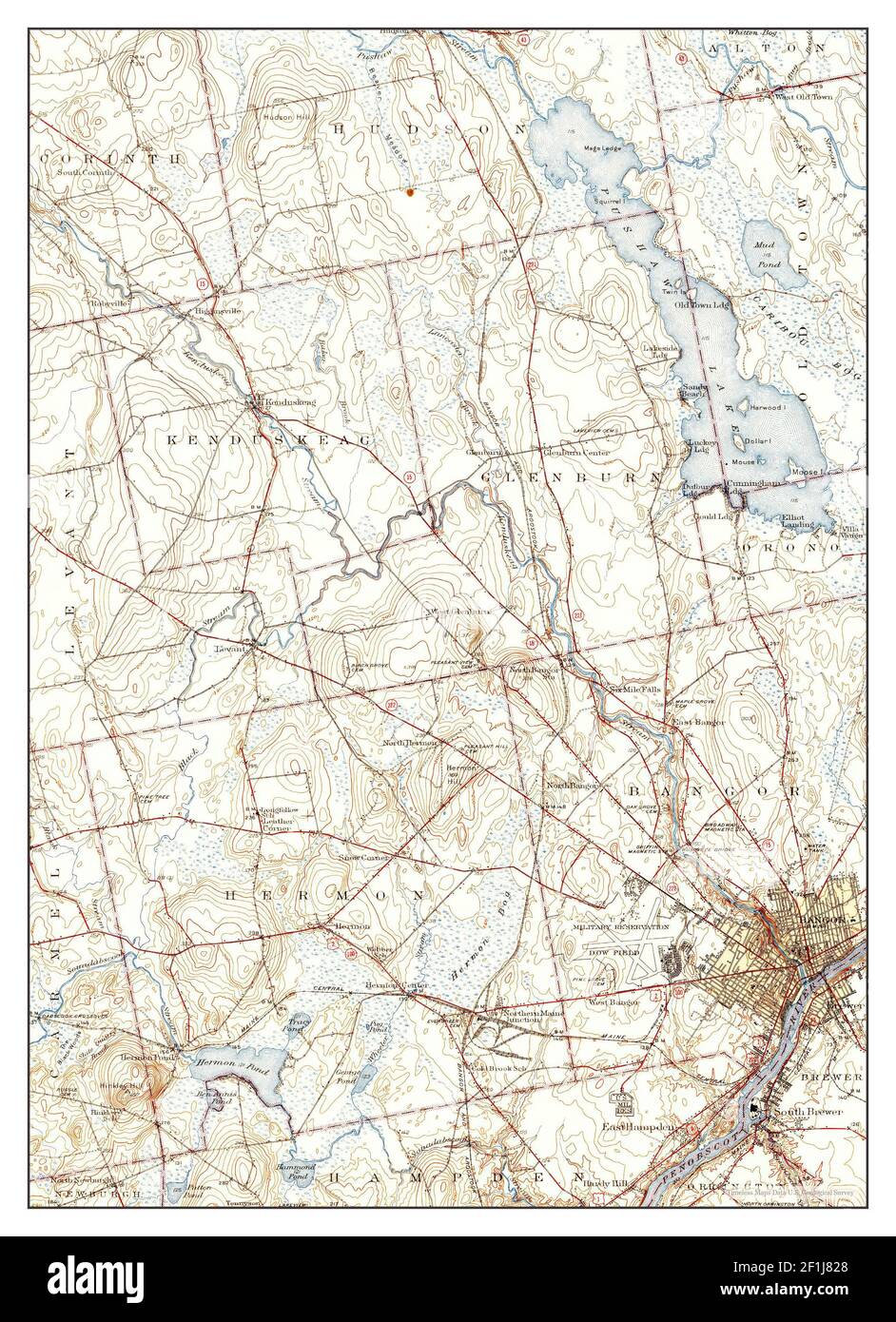 Bangor, Maine, map 1946, 162500, United States of America by Timeless
