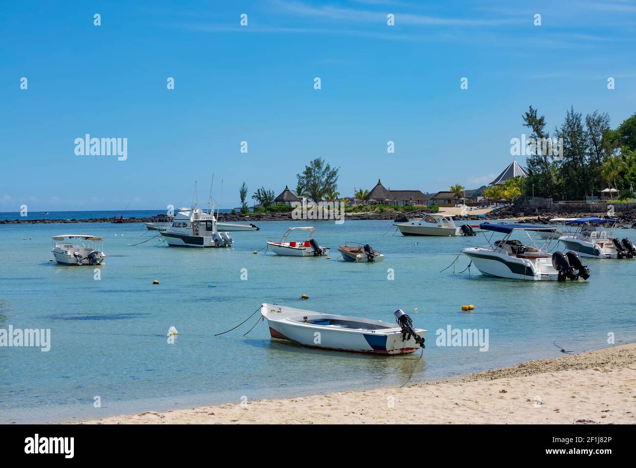 Fishing boat at the fish landing station at Flic en Flac, in the west