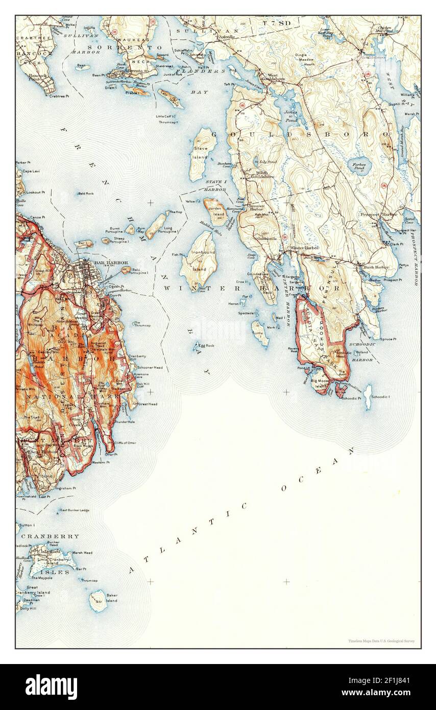 Bar harbor map hi res stock photography - Bar Harbor Maine Map 1942 162500 United States Of America By Timeless Maps Data Us Geological Survey 2F1J841
