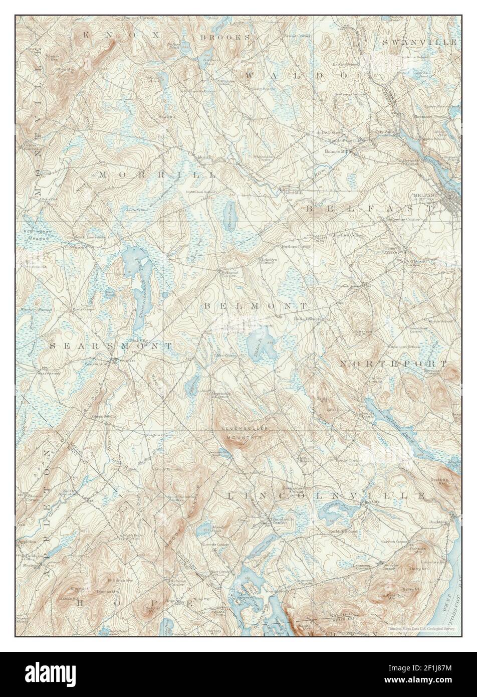 Belfast, Maine, map 1915, 162500, United States of America by Timeless