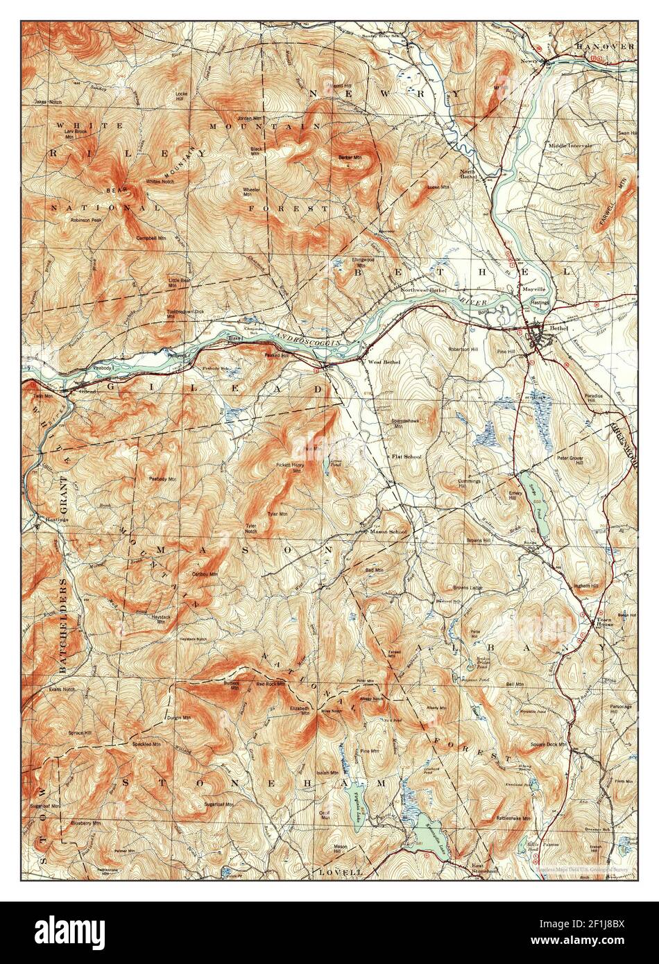Bethel, Maine, map 1953, 162500, United States of America by Timeless
