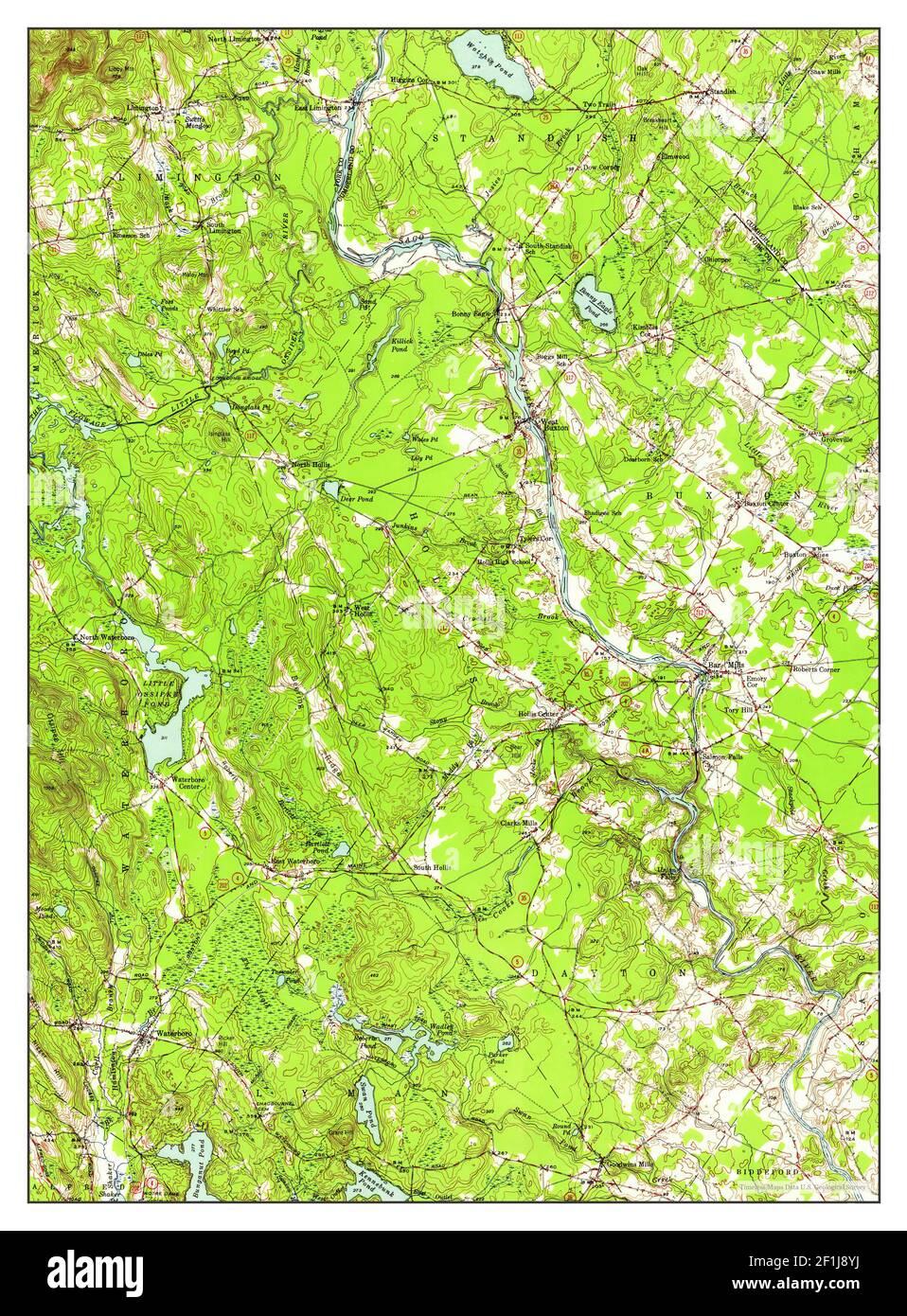 Buxton, Maine, map 1942, 162500, United States of America by Timeless