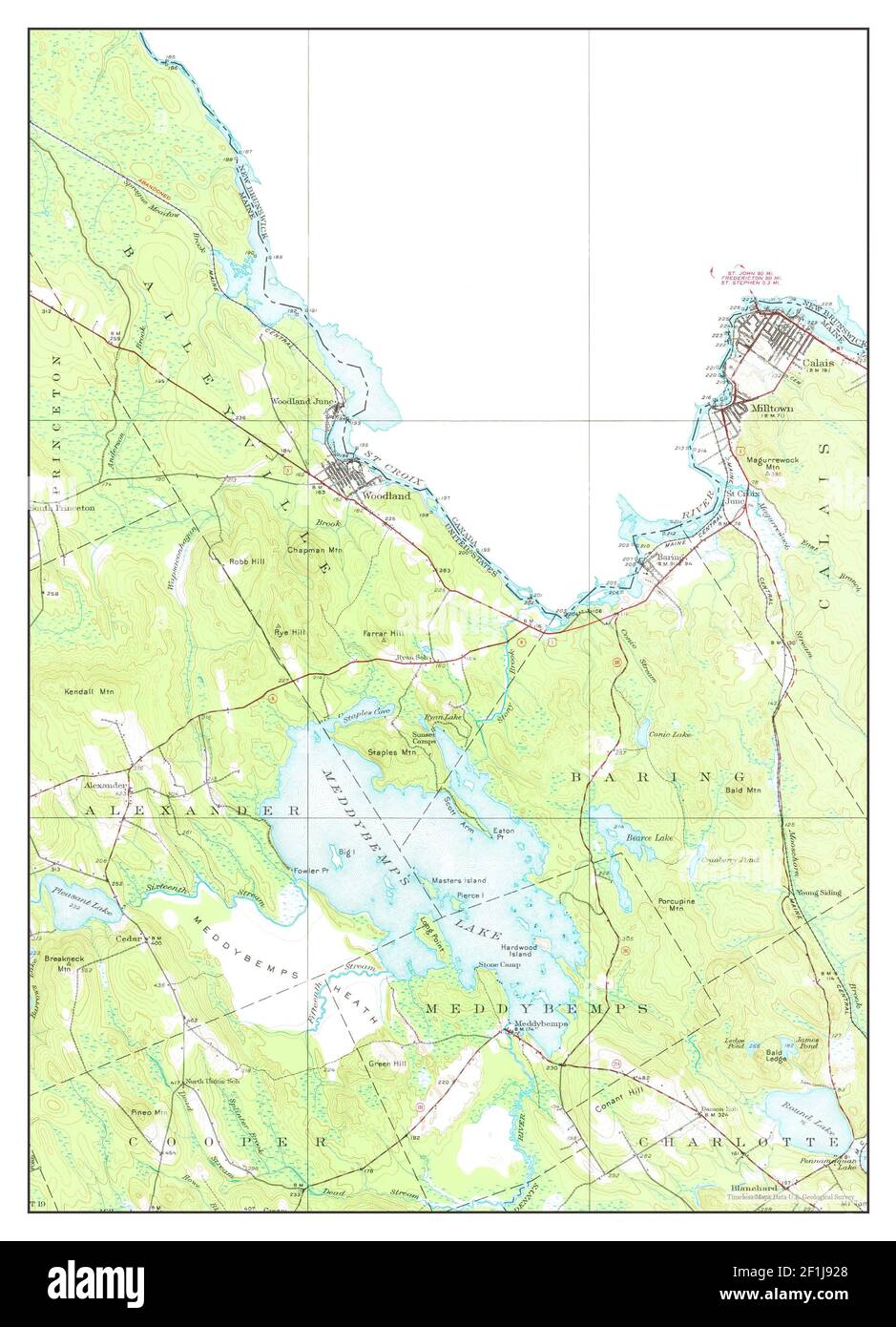 Calais, Maine, map 1929, 1:62500, United States of America by Timeless Maps, data U.S. Geological Survey Stock Photo