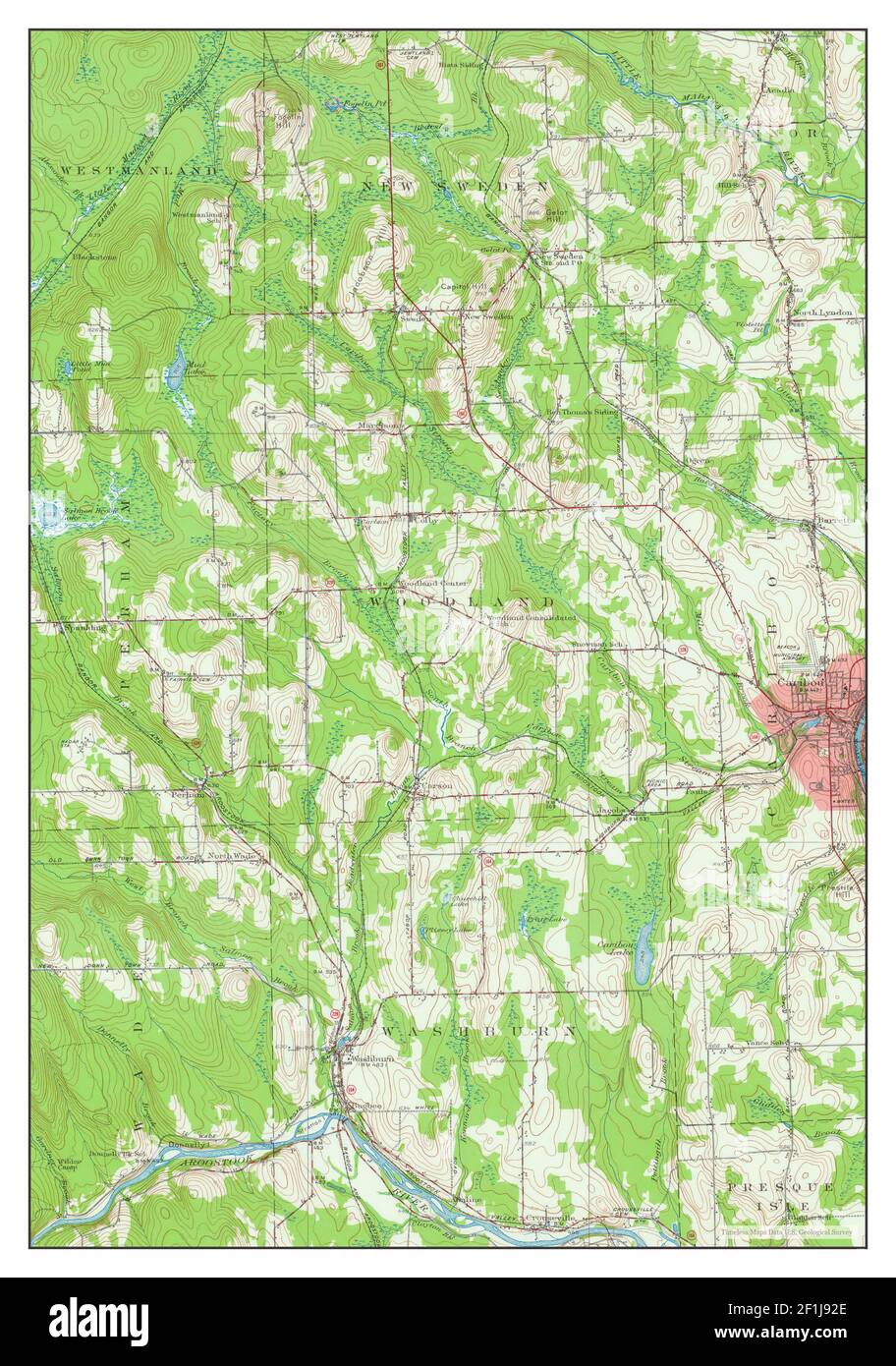Caribou, Maine, map 1953, 1:62500, United States of America by Timeless Maps, data U.S. Geological Survey Stock Photo