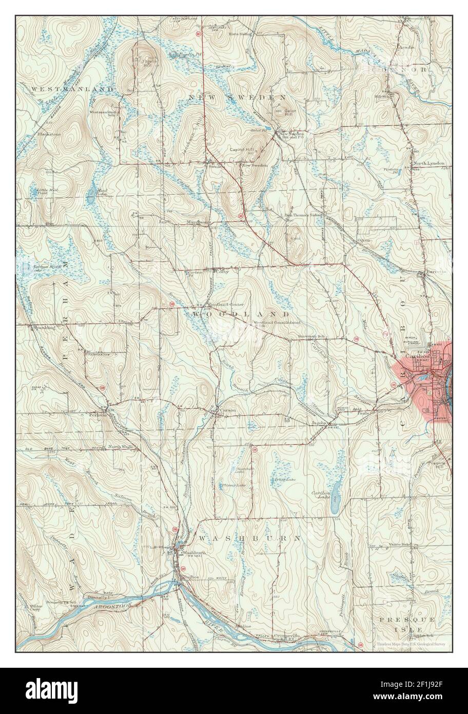 Caribou, Maine, map 1953, 162500, United States of America by Timeless