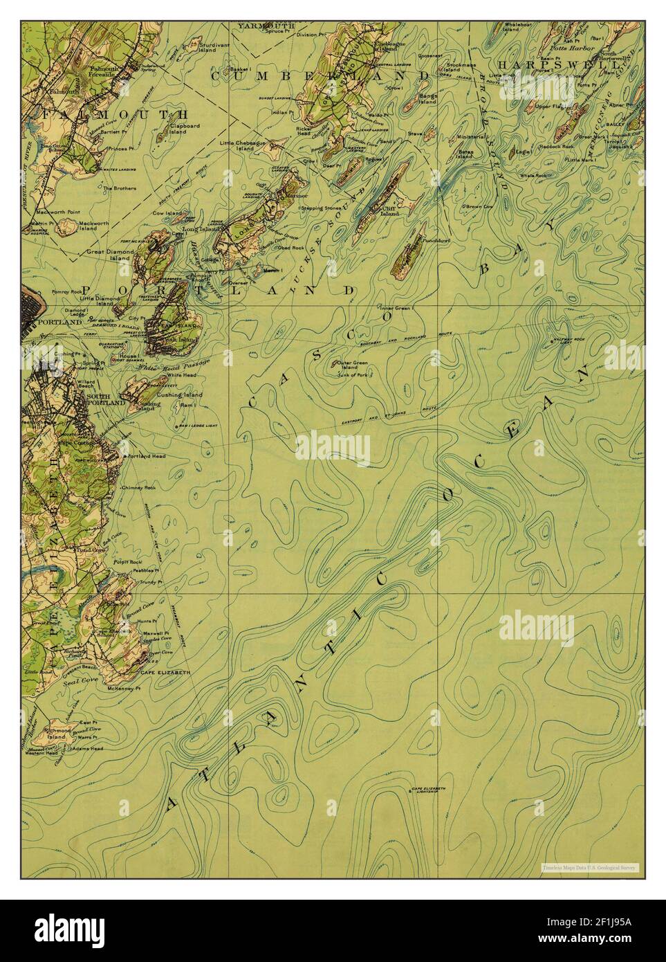 Casco Bay, Maine, map 1916, 162500, United States of America by