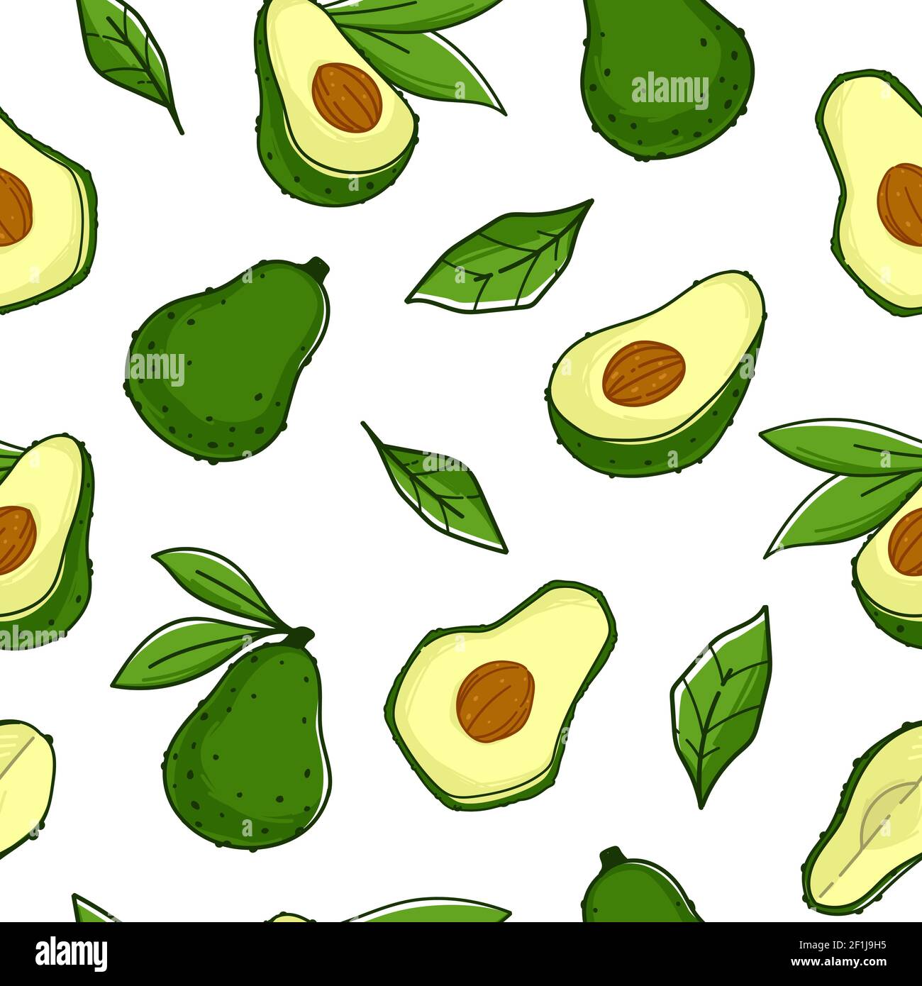 Avocado plant, organic ingredient fruit pattern Stock Vector