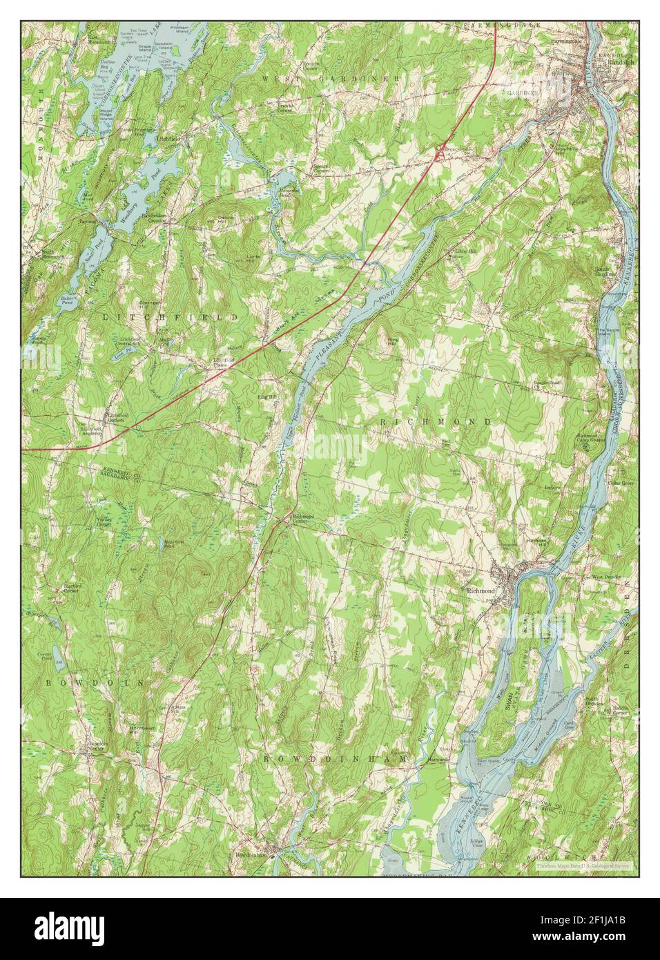 Gardiner, Maine, map 1957, 162500, United States of America by