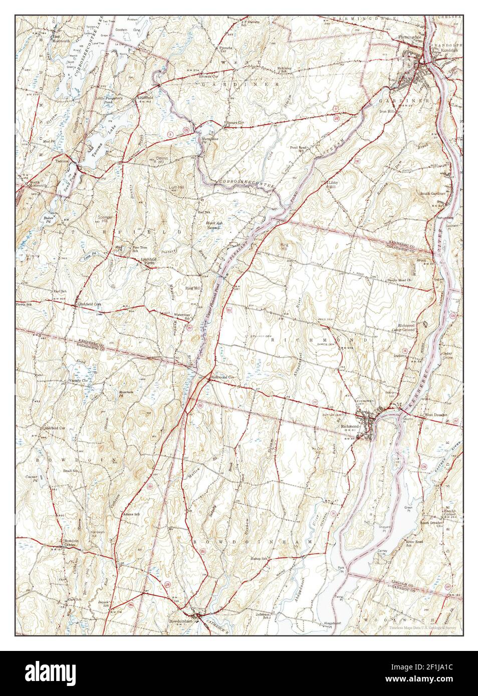 Gardiner, Maine, map 1943, 162500, United States of America by