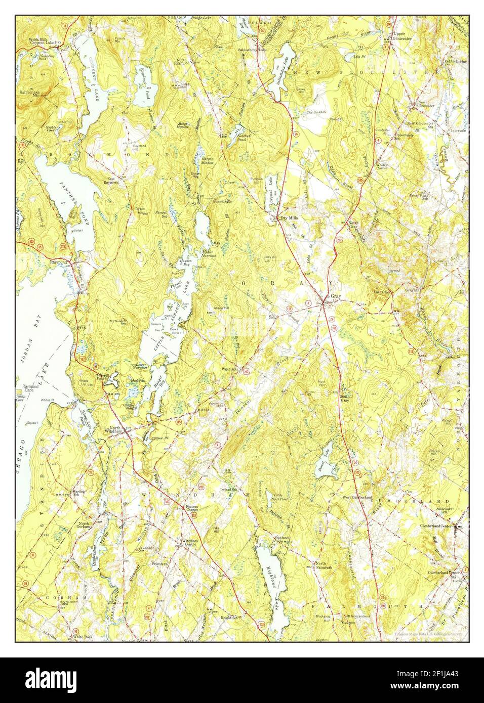 Gray, Maine, map 1942, 162500, United States of America by Timeless Maps, data U.S. Geological