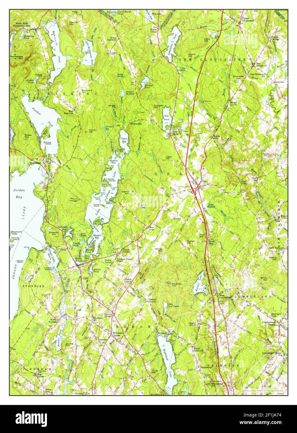 Gray, Maine, map 1957, 162500, United States of America by Timeless Maps, data U.S. Geological