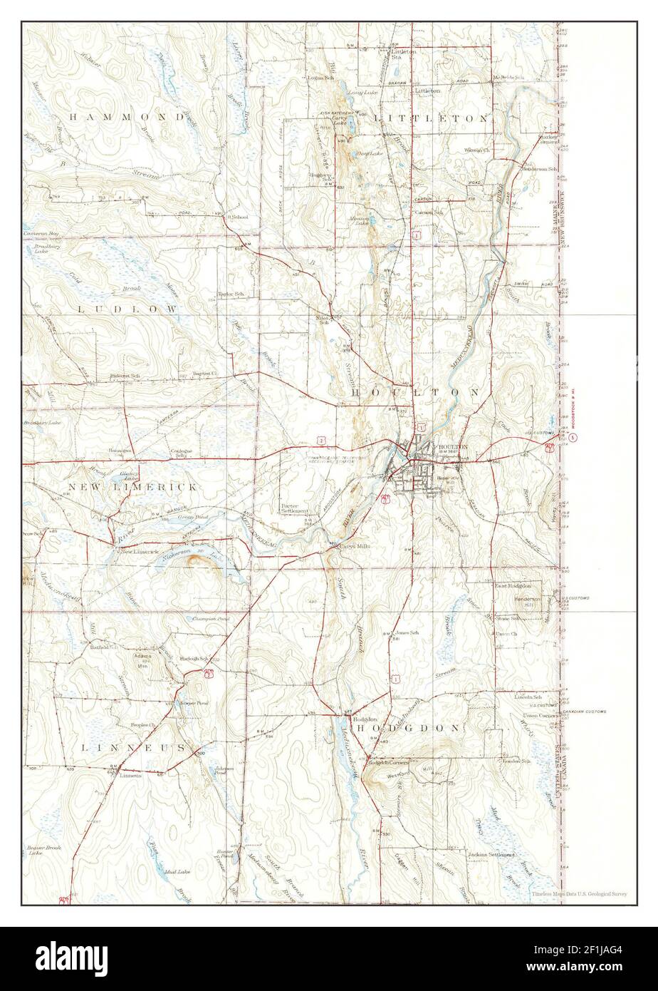 Houlton, Maine, map 1938, 162500, United States of America by Timeless