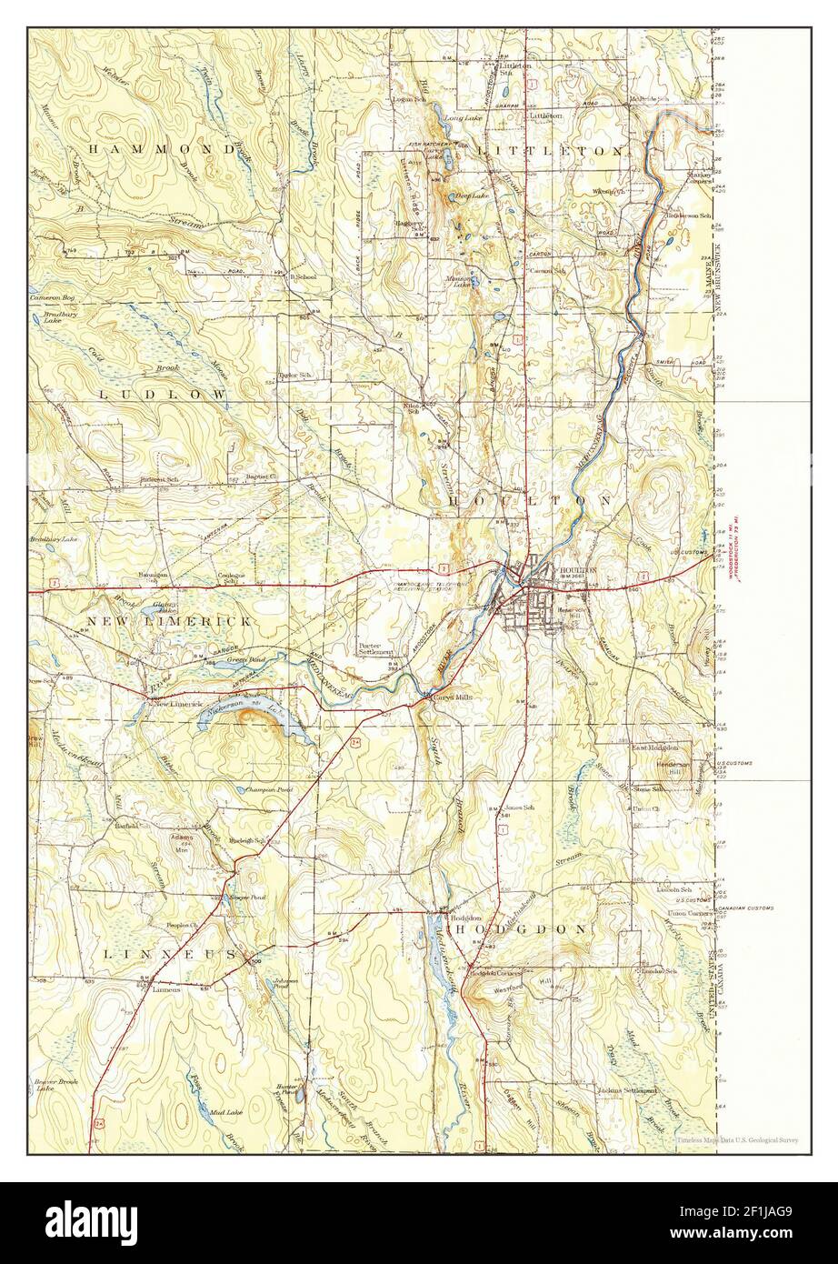 Houlton, Maine, map 1938, 162500, United States of America by Timeless