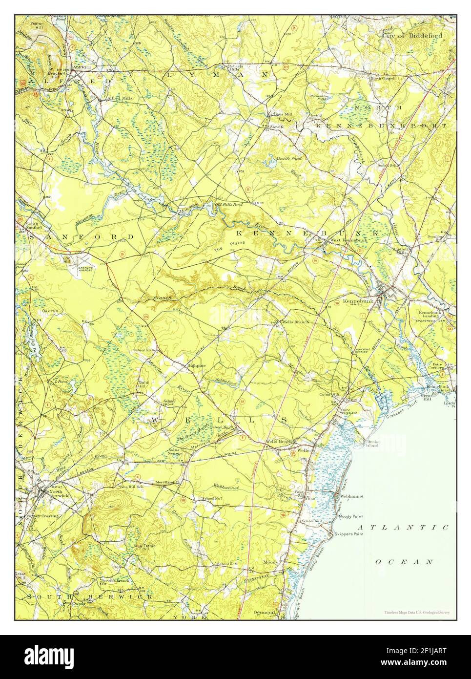 Kennebunk, Maine, map 1941, 1:62500, United States of America by ...