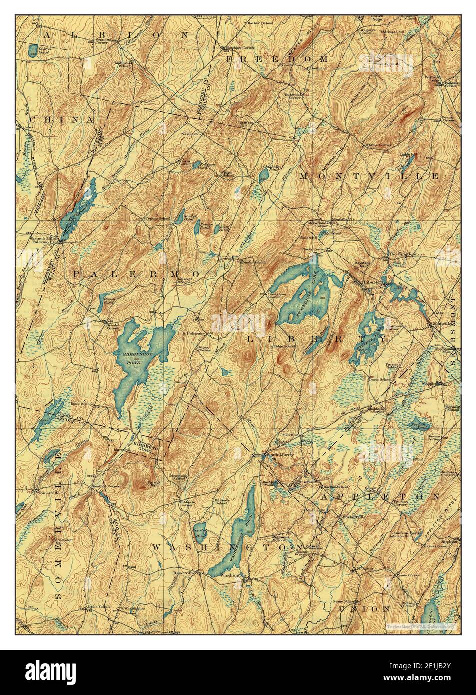 Liberty, Maine, map 1916, 162500, United States of America by Timeless