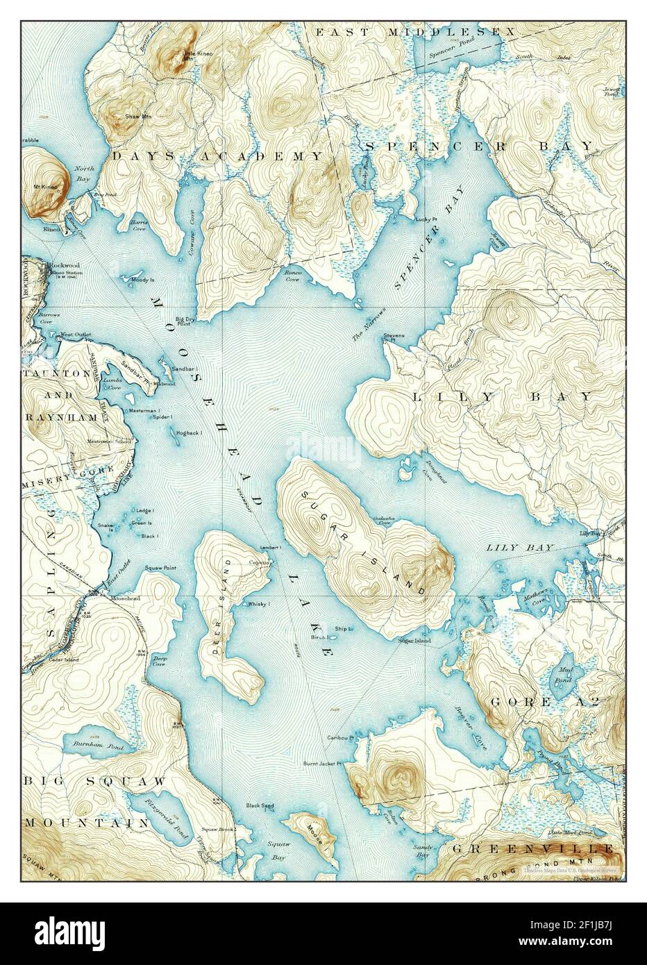 Moosehead Lake, Maine, map 1922, 162500, United States of America by