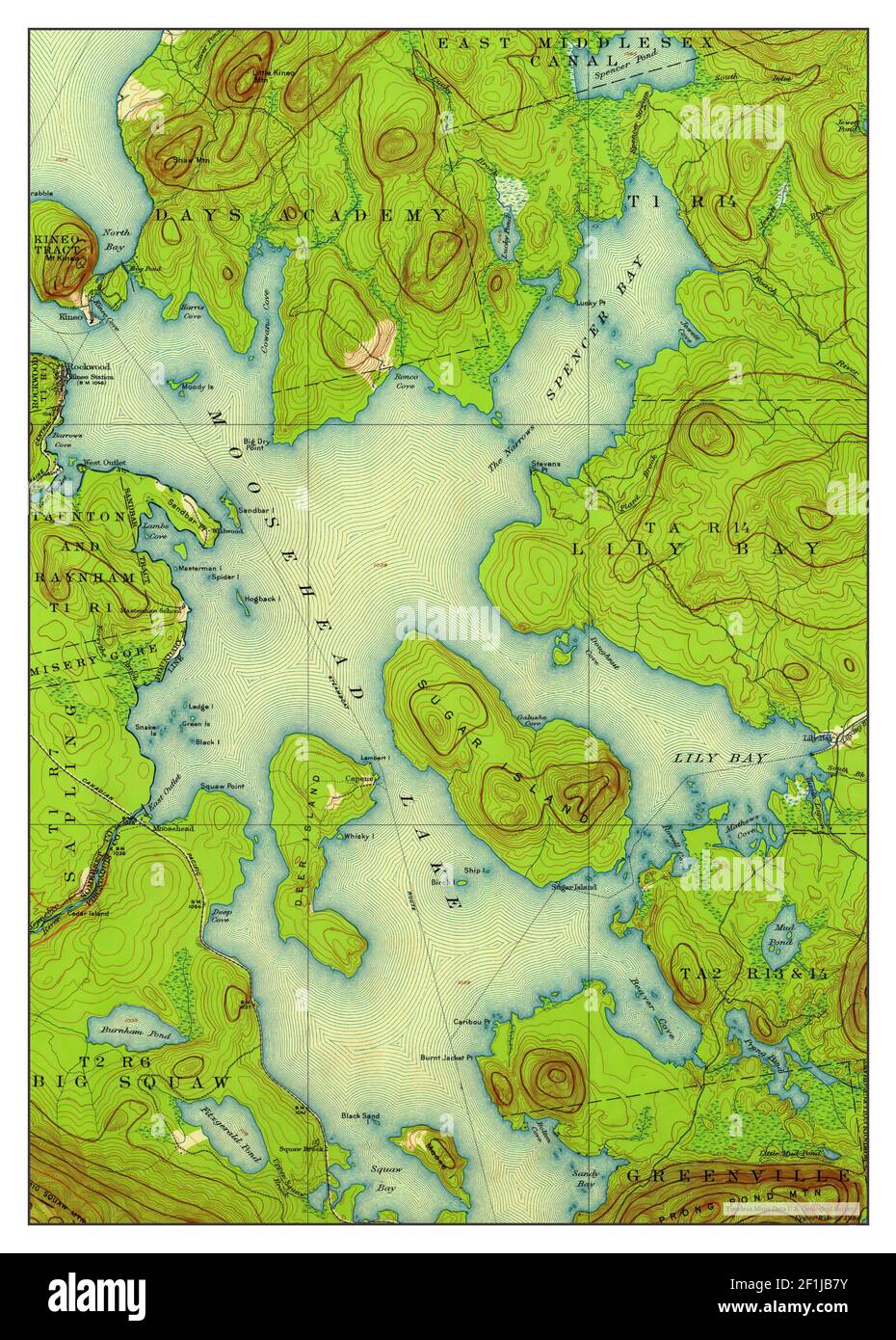 Moosehead Lake, Maine, map 1920, 162500, United States of America by