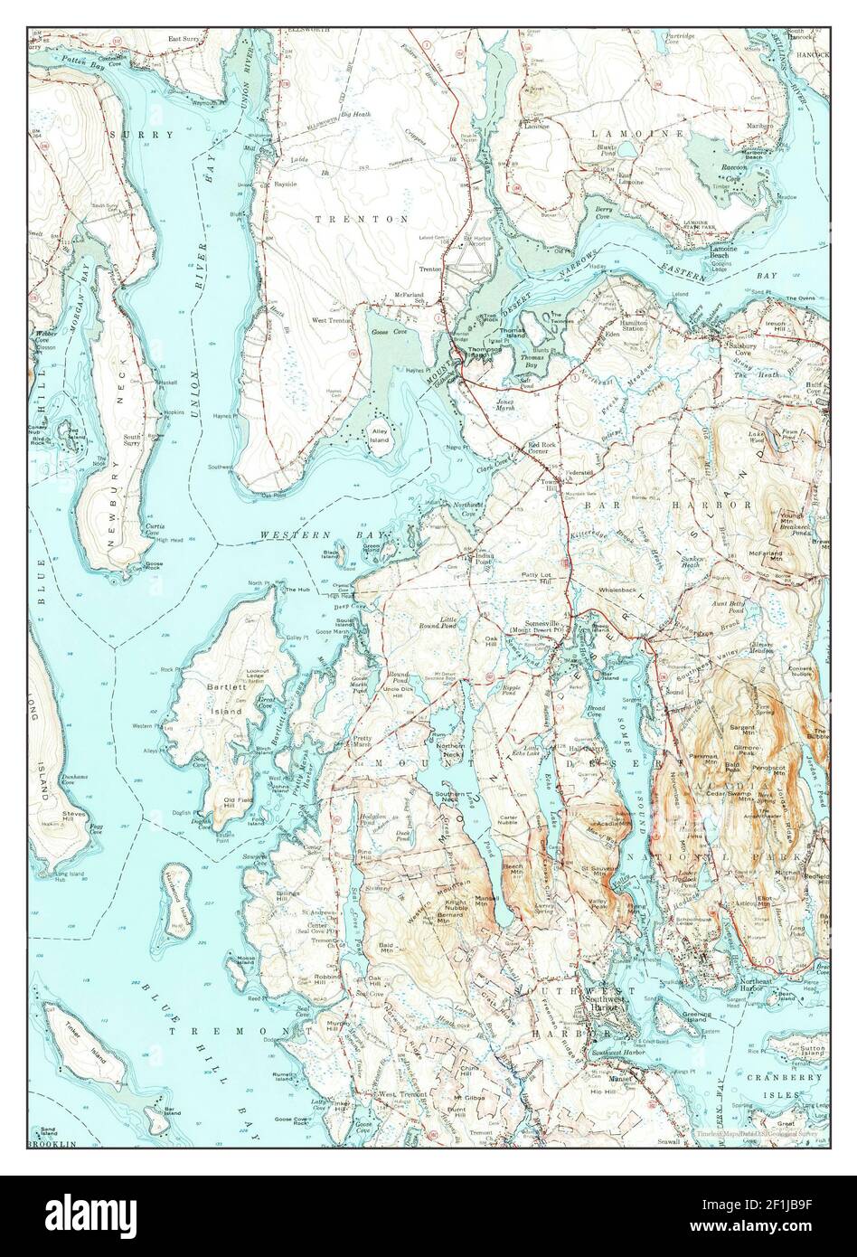 Mount Desert, Maine, map 1956, 162500, United States of America by