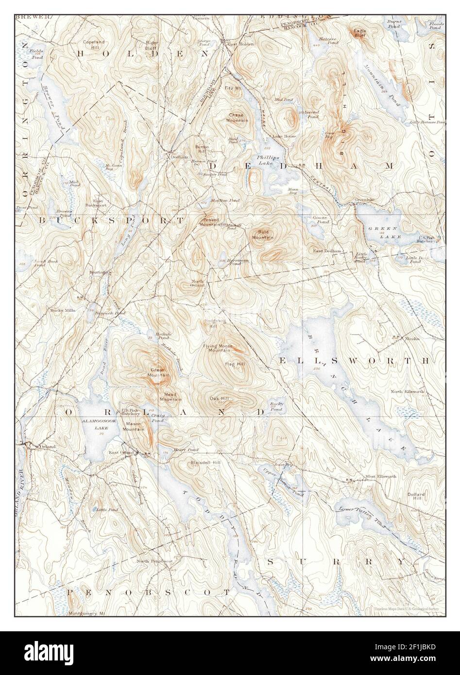 Map of orland hi res stock photography - Orland Maine Map 1900 162500 United States Of America By Timeless Maps Data Us Geological Survey 2F1JBKD 