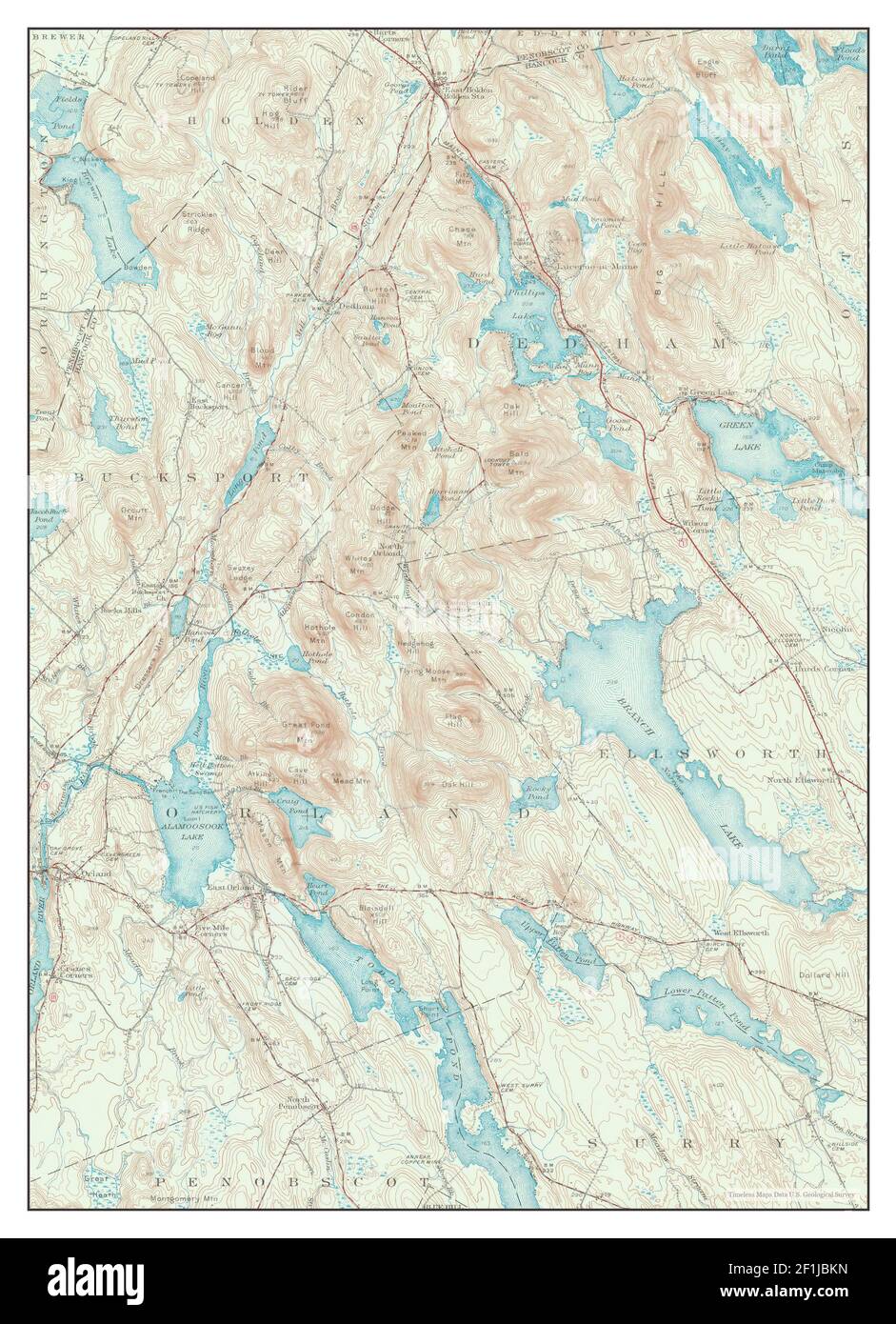 Orland, Maine, map 1955, 162500, United States of America by Timeless