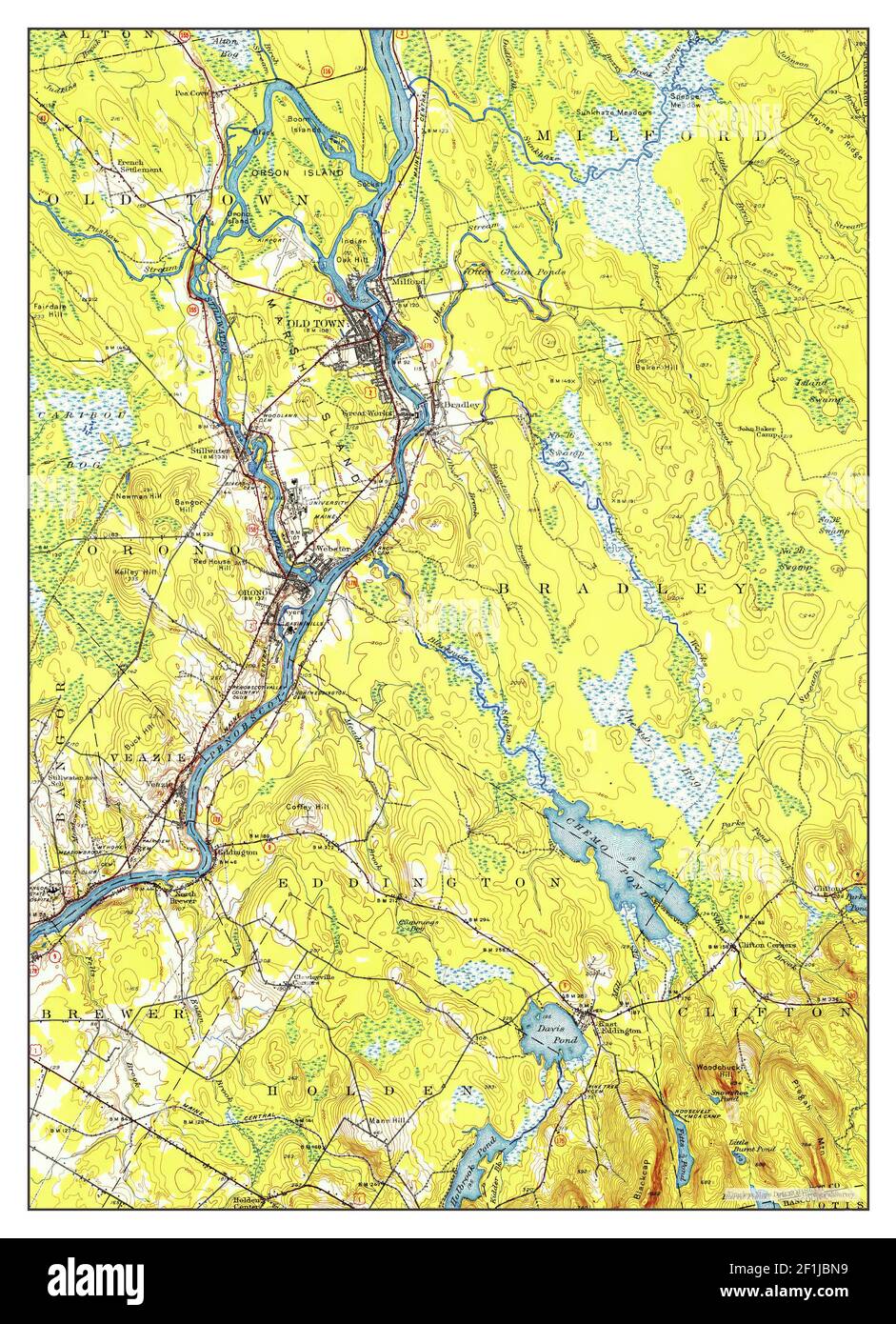 Orono, Maine, map 1944, 162500, United States of America by Timeless