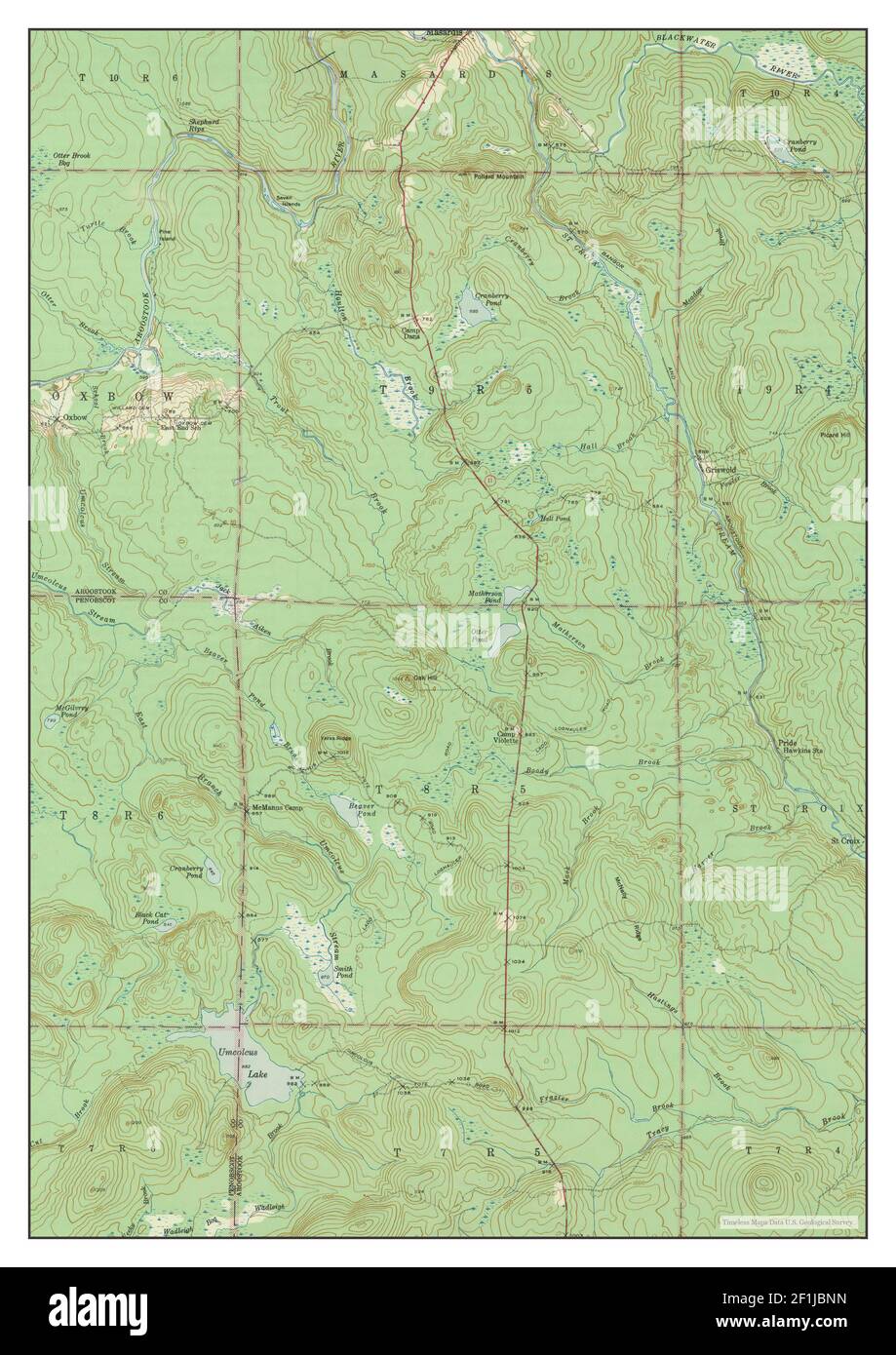 Oxbow, Maine, map 1942, 162500, United States of America by Timeless