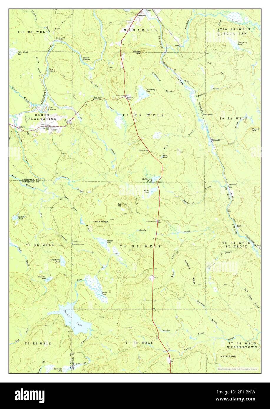 Oxbow, Maine, map 1965, 1:62500, United States of America by Timeless Maps,  data U.S. Geological Survey Stock Photo - Alamy