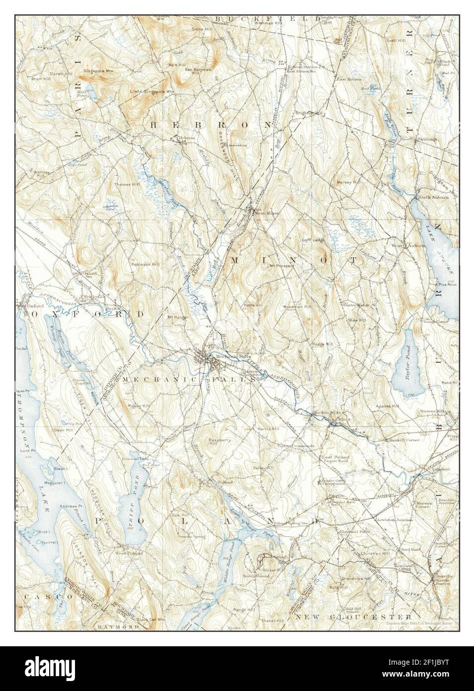 Poland, Maine, map 1908, 162500, United States of America by Timeless