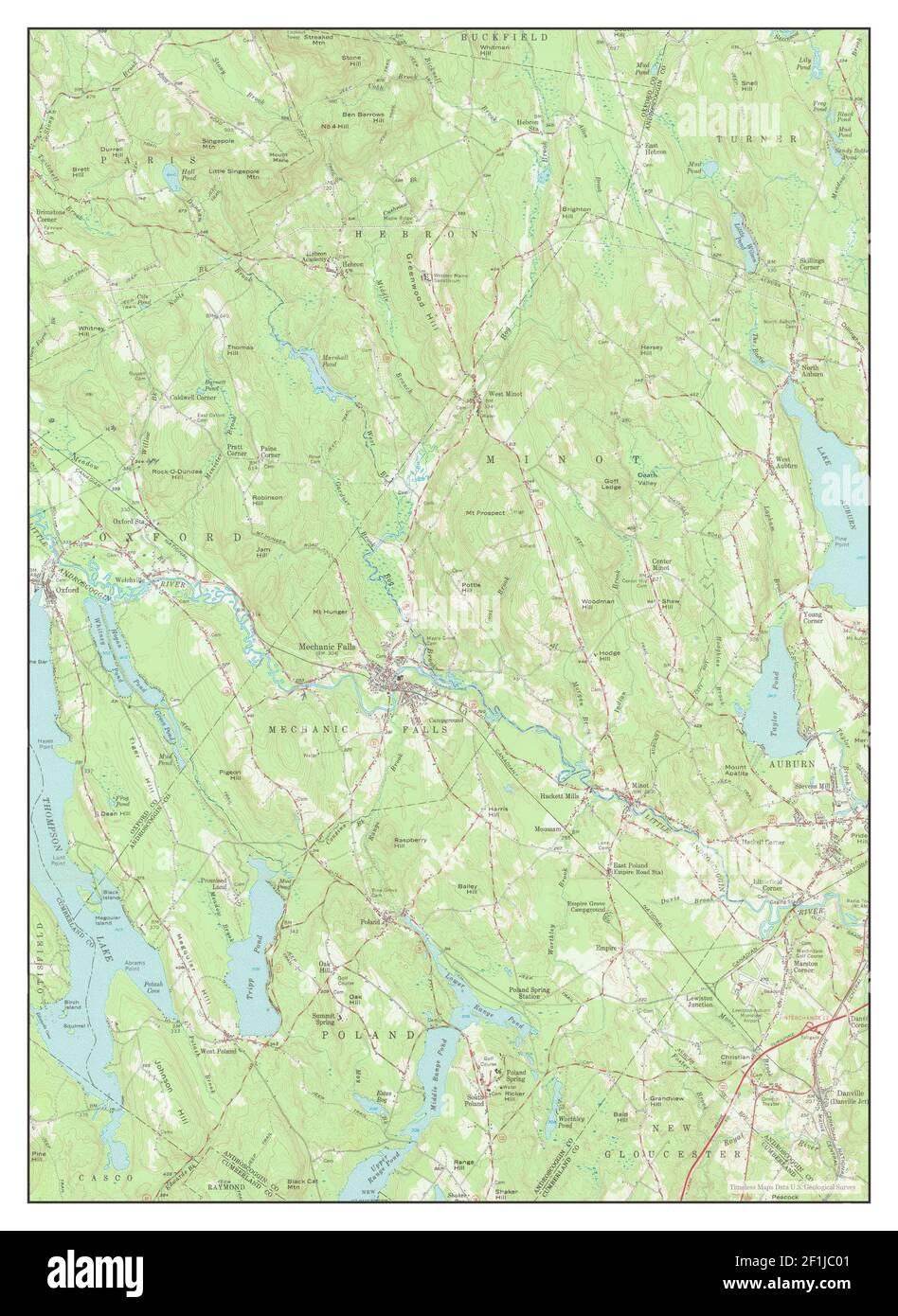 Poland, Maine, map 1956, 162500, United States of America by Timeless