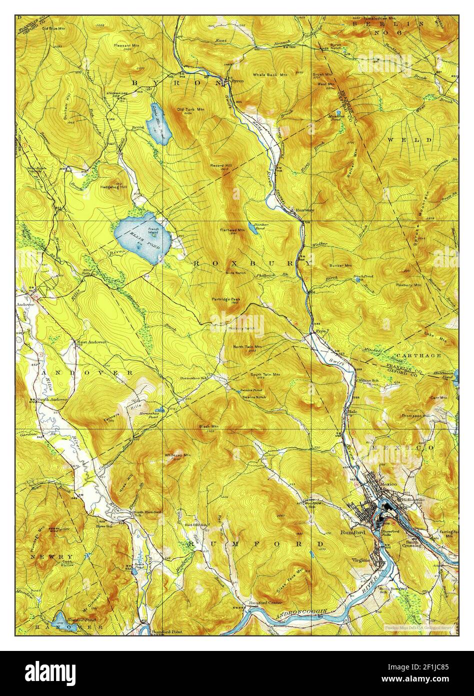 Rumford, Maine, map 1927, 162500, United States of America by Timeless