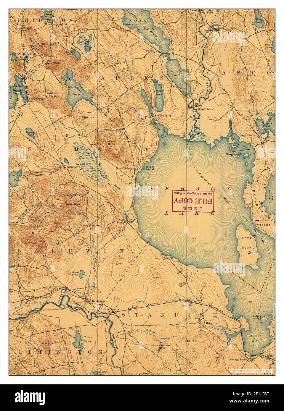 Sebago, Maine, map 1896, 1:62500, United States of America by Timeless Maps,  data U.S. Geological Survey Stock Photo - Alamy