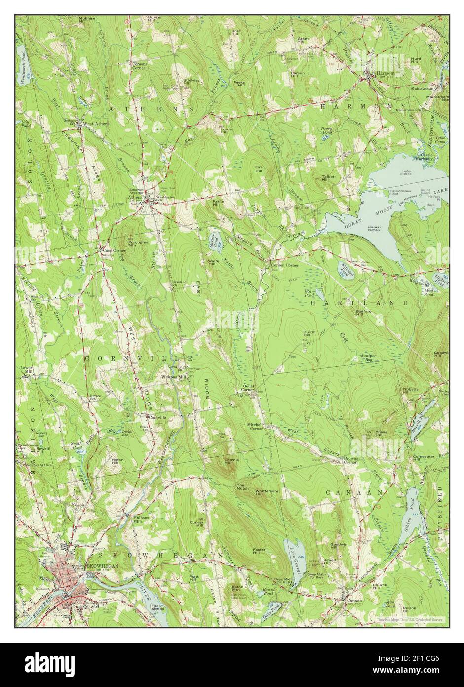 Skowhegan, Maine, map 1955, 1:62500, United States of America by Timeless Maps, data U.S. Geological Survey Stock Photo