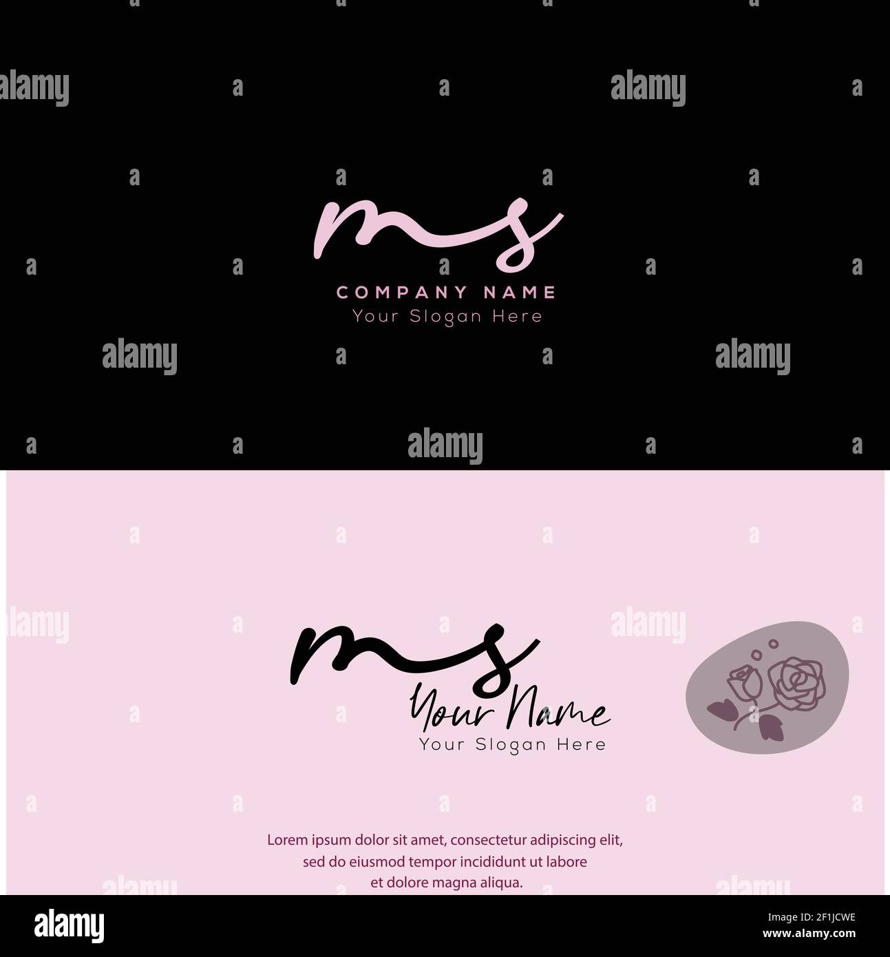 M S MS Initial letter handwriting and signature logo. Beauty vector initial logo .Fashion, boutique, floral and botanical Stock Vector