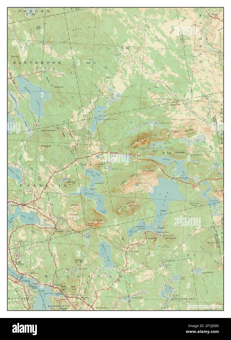 Tunk Lake, Maine, map 1942, 162500, United States of America by Timeless Maps, data U.S