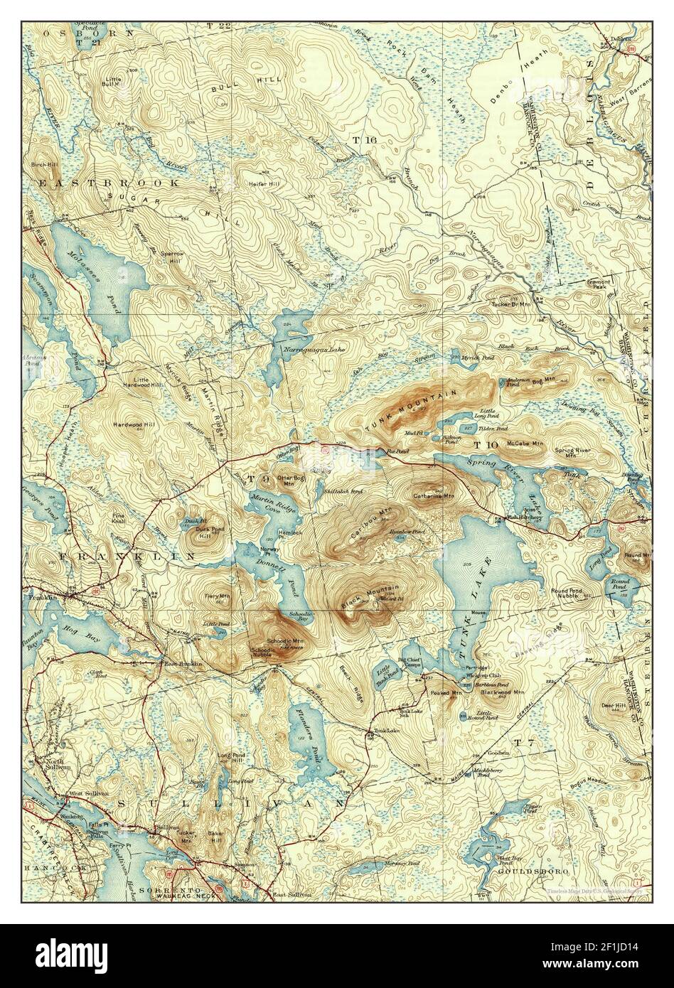 Tunk Lake, Maine, map 1932, 162500, United States of America by Timeless Maps, data U.S